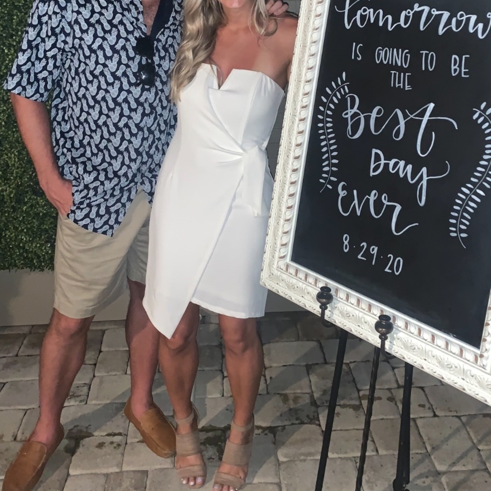 White strapless dress